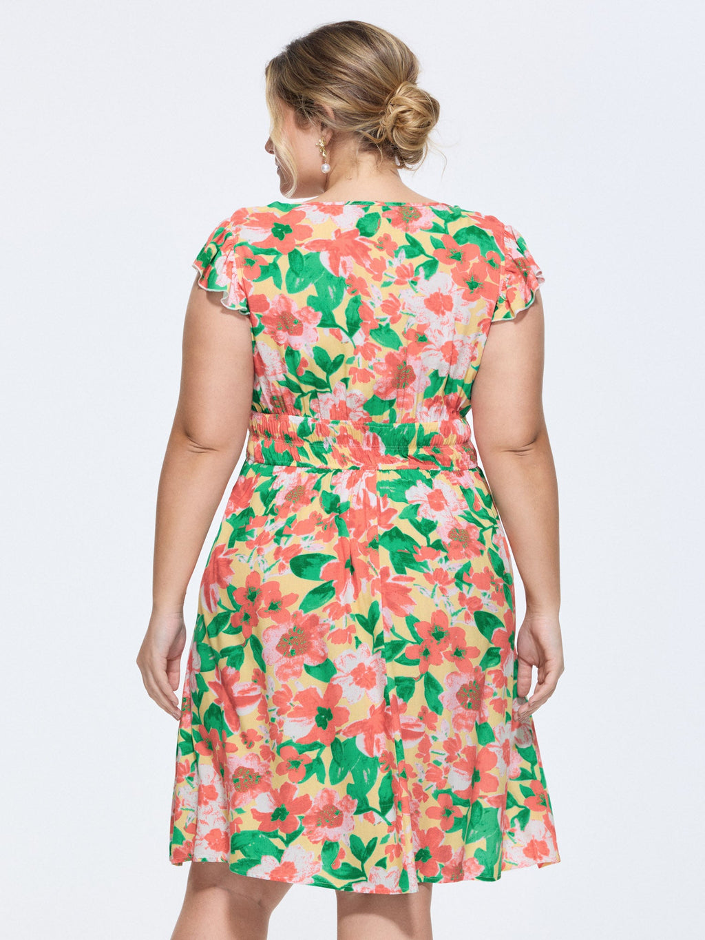 Floral Three-Layered Stretchy Waist Mini Dress