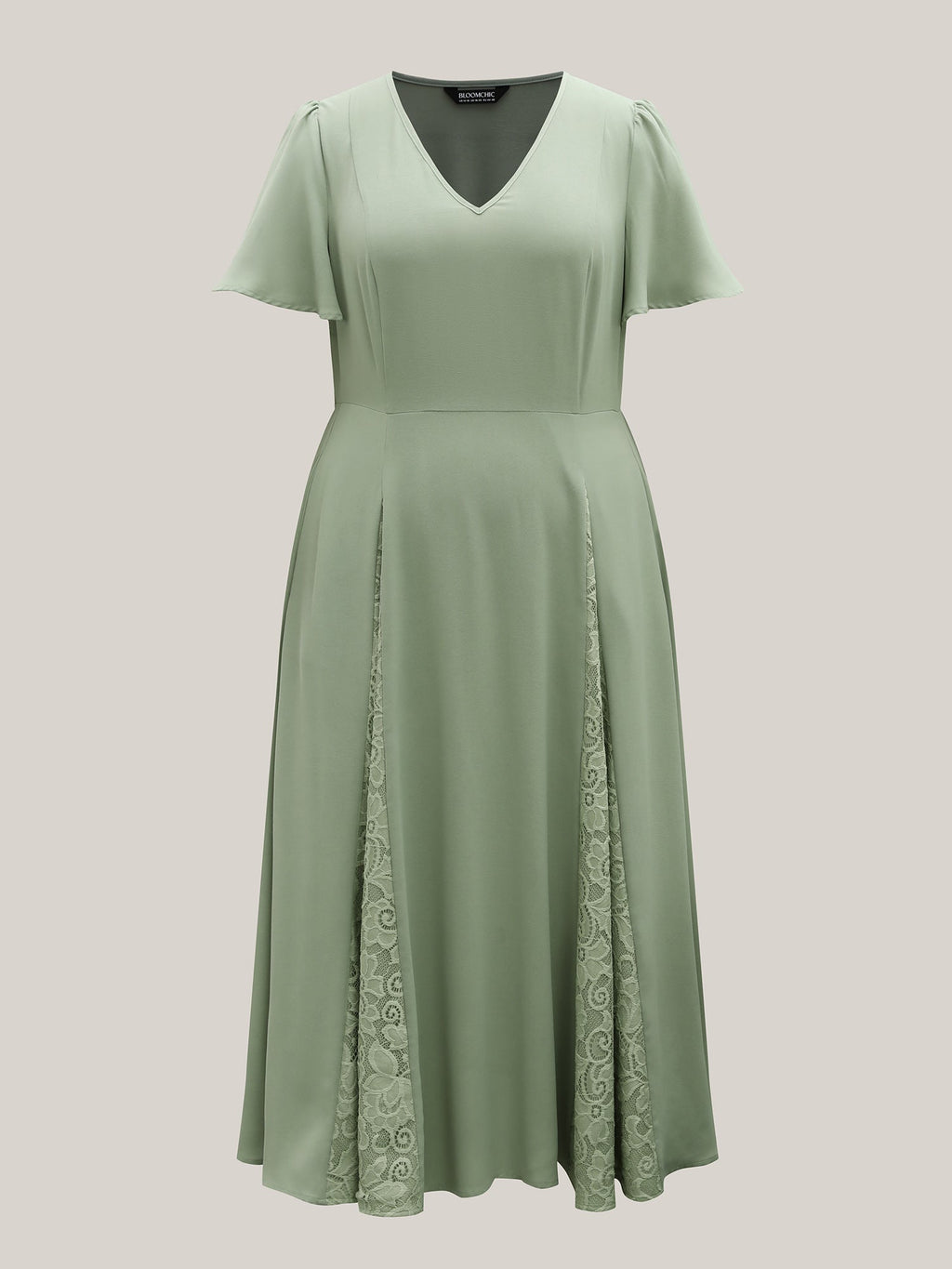 Lace Panel Cinched-Waist Maxi Dress