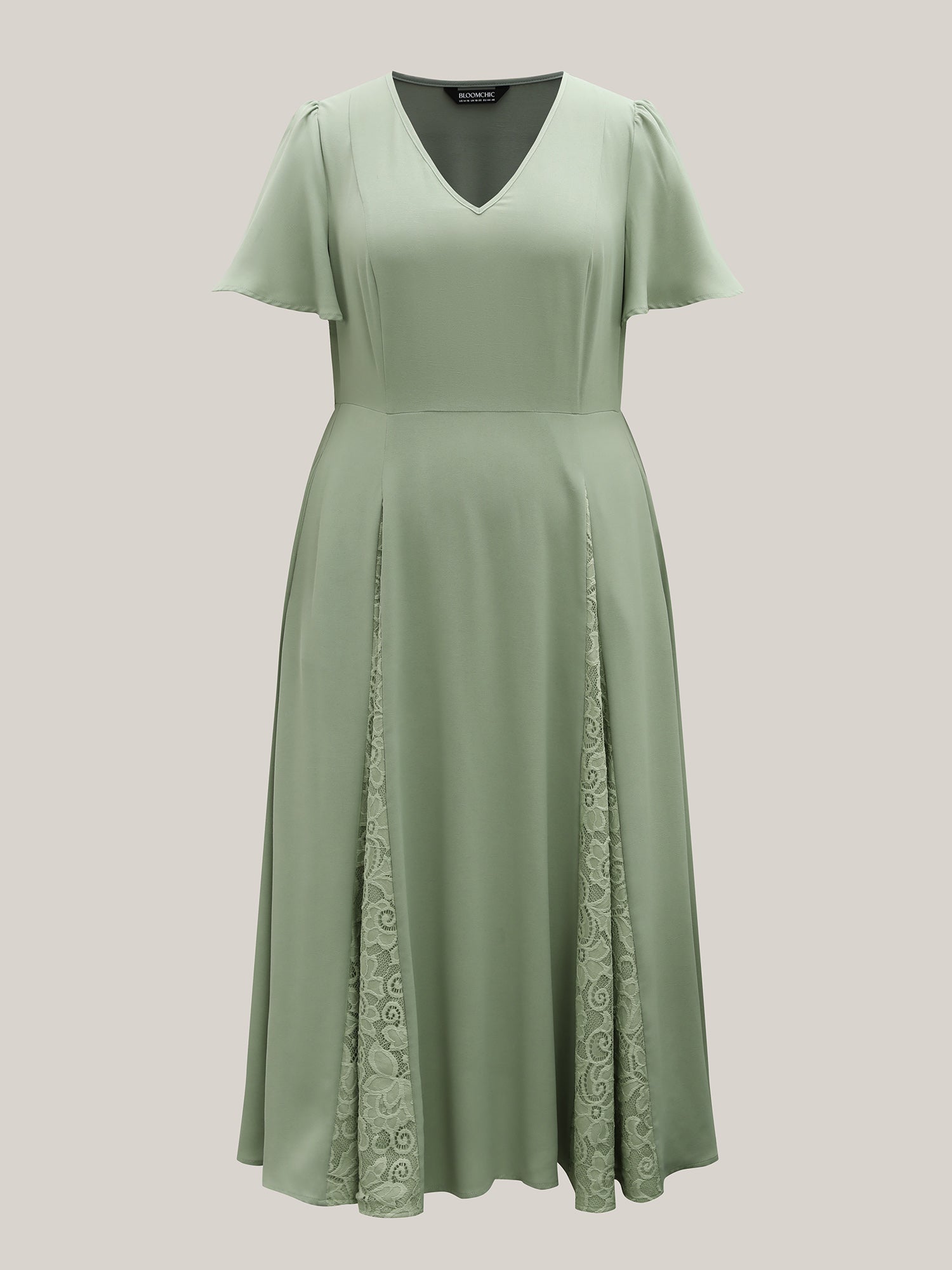 Lace Panel Cinched-Waist Maxi Dress
